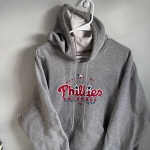 PHILLIES AUTHENTIC MLB Majestic Gray Hoodie Sweatshirt